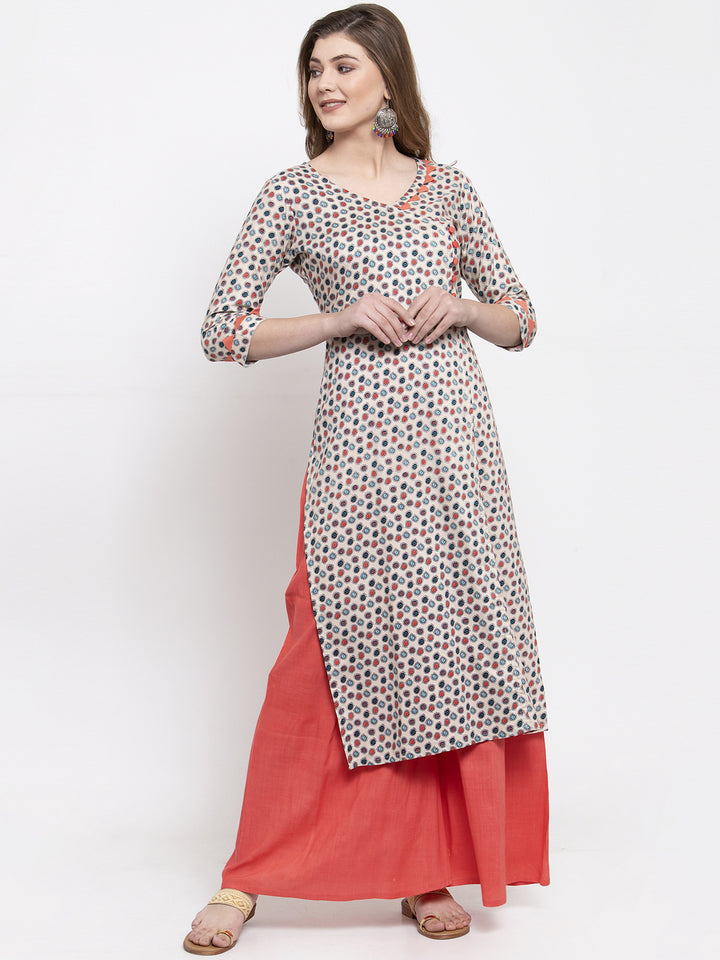 Grey printed Angarakha Kurta