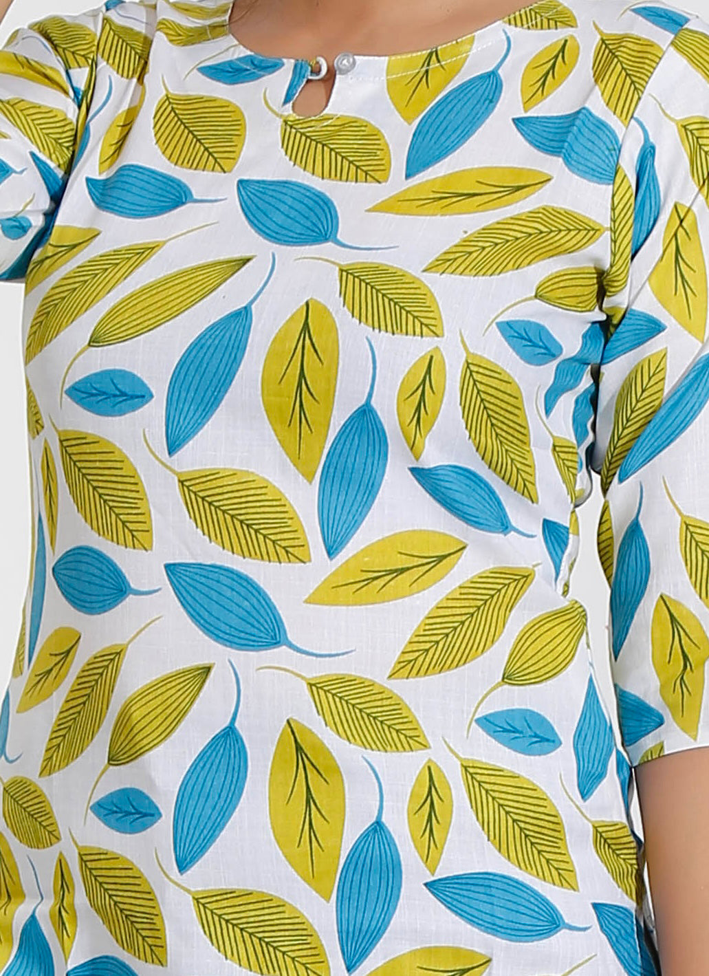 Green Floral Print Cotton Kurta