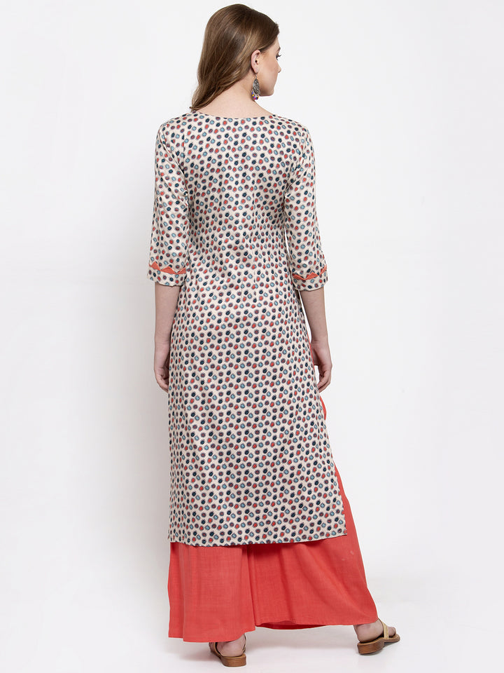 Grey printed Angarakha Kurta