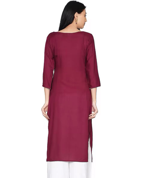Burgundy Solid Gota Patti Kurta