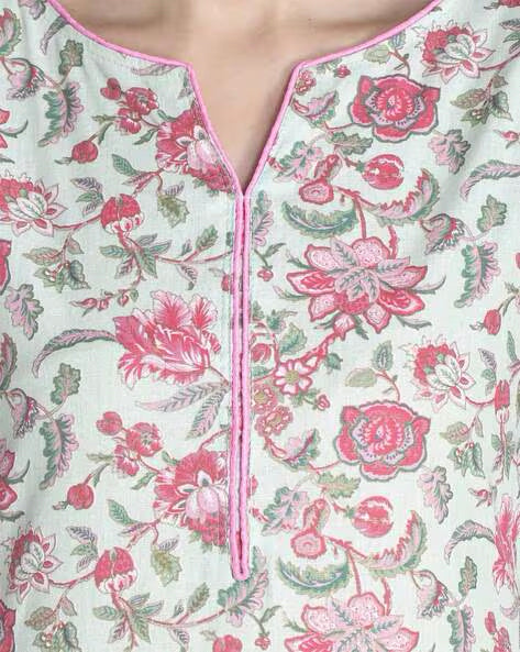Light Green Floral Print Kurta