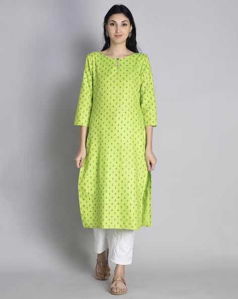 Light Green Booti Print Kurta
