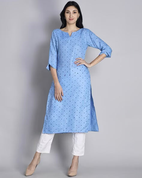 Blue Booti Print Cotton Kurta