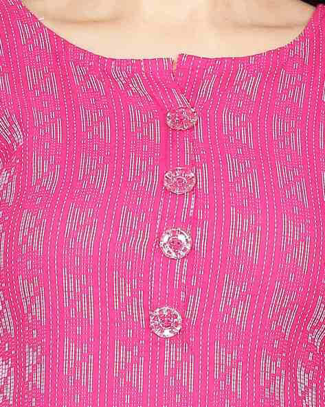 Pink Printed Kantha Kurta