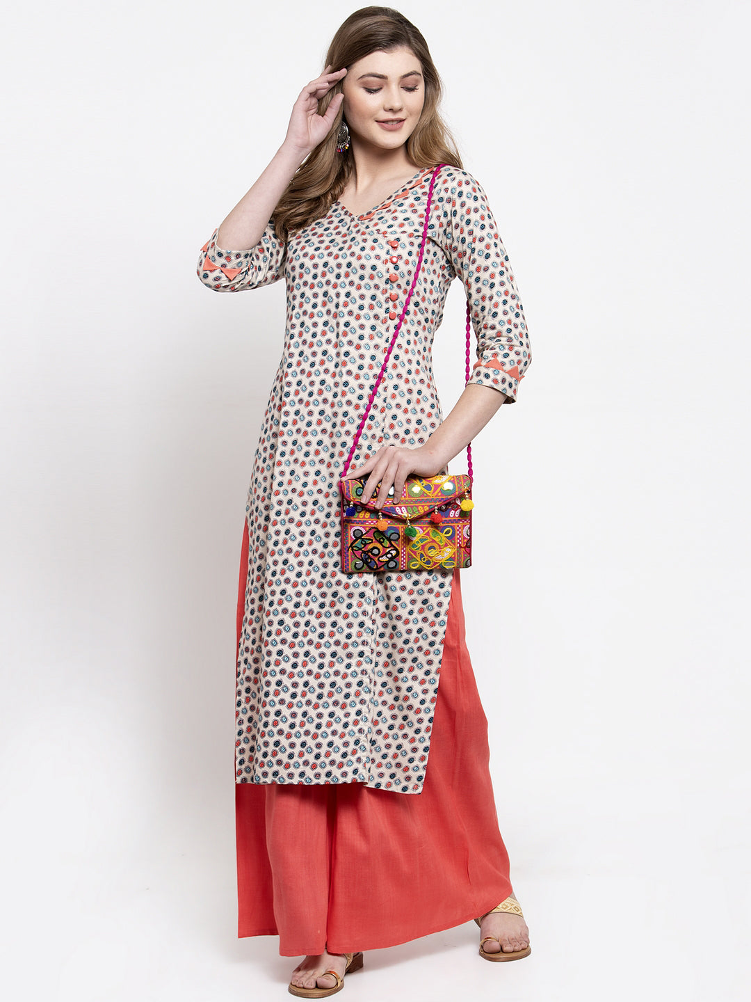 Grey printed Angarakha Kurta