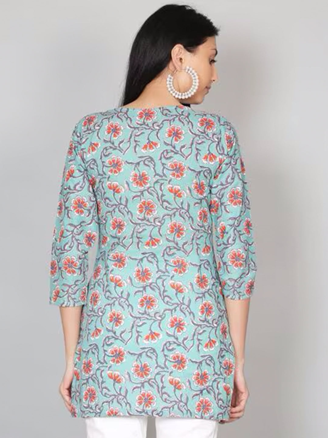 Blue Floral Print Kurti