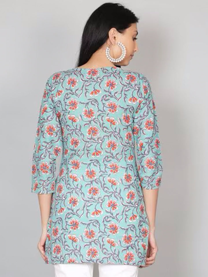 Blue Floral Print Kurti