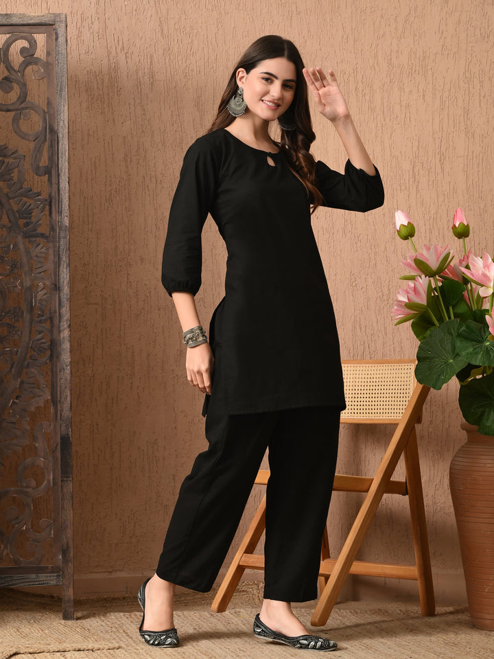 Midnight Black Solid Co-Ord Set