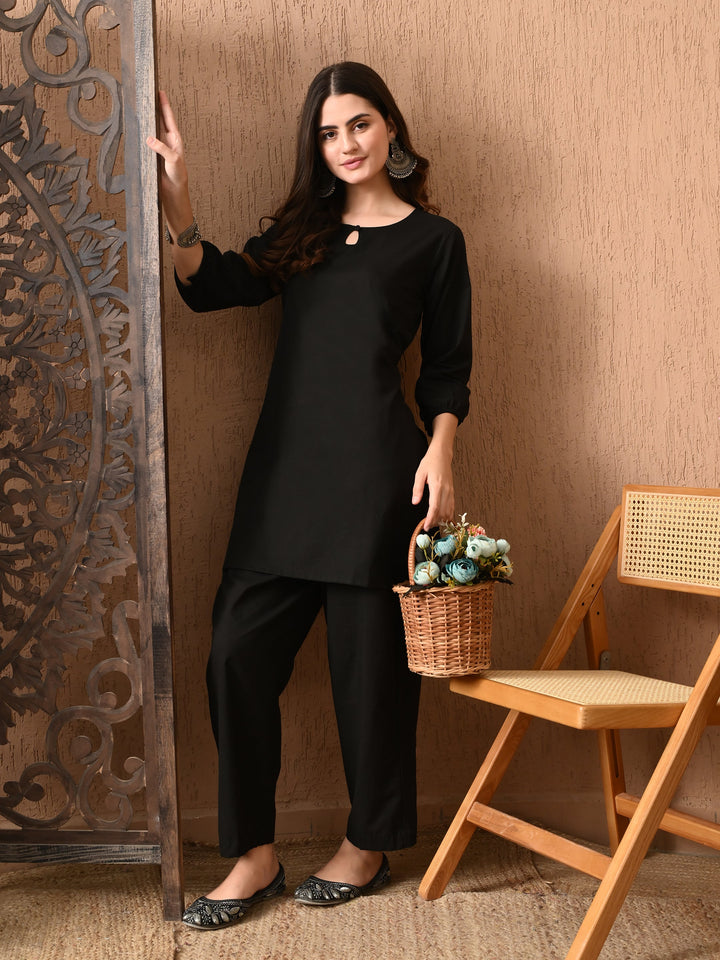 Midnight Black Solid Co-Ord Set