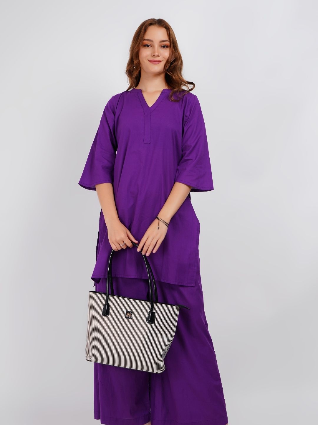 Purple Solid Cotton Co-Ord Set