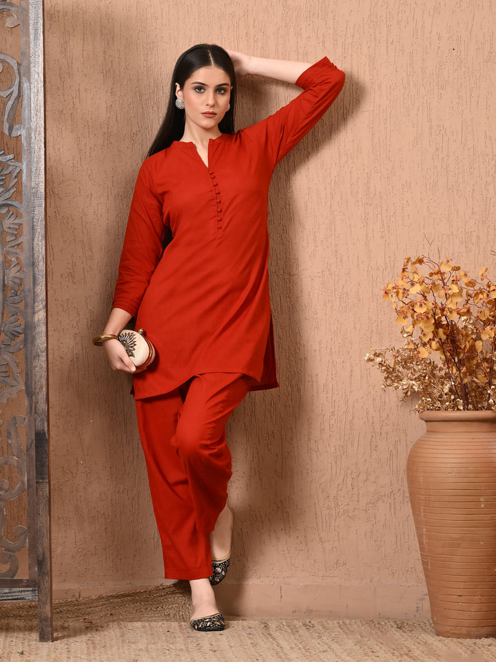 Charming Maroon Solid Co-Ord set