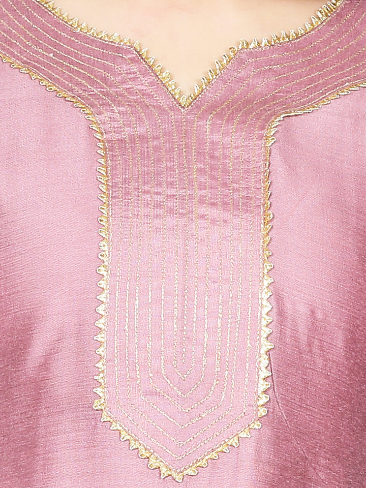 Pink Solid Gota Patti Kurta