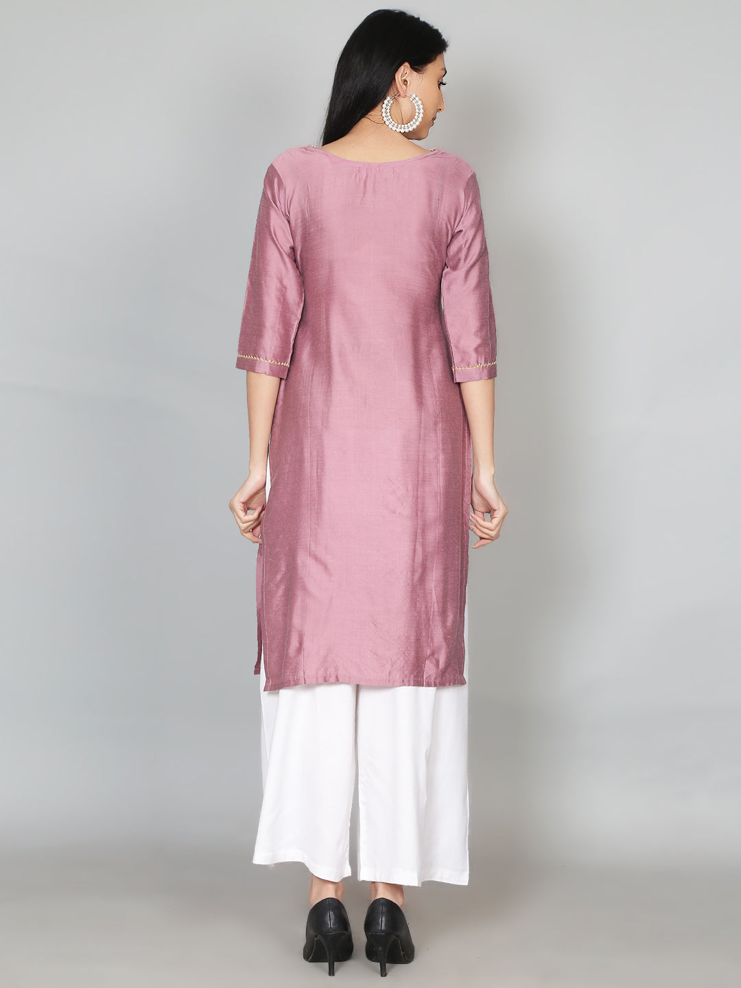 Pink Solid Gota Patti Kurta