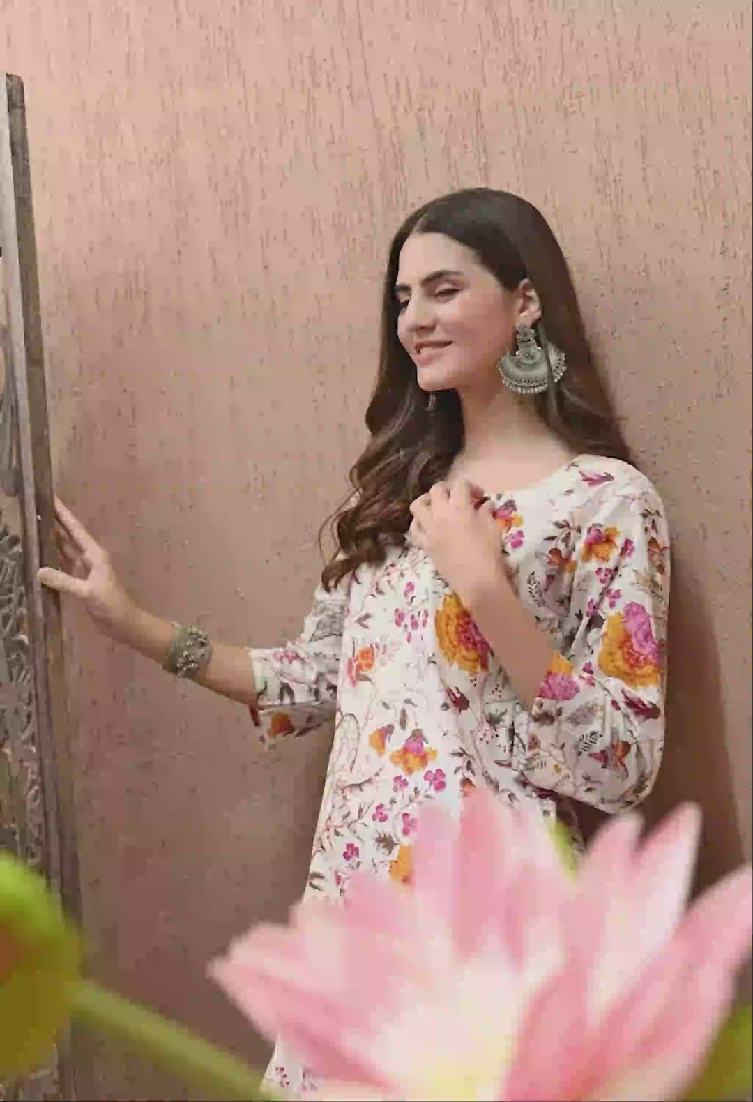 White Printed Cotton Kurta