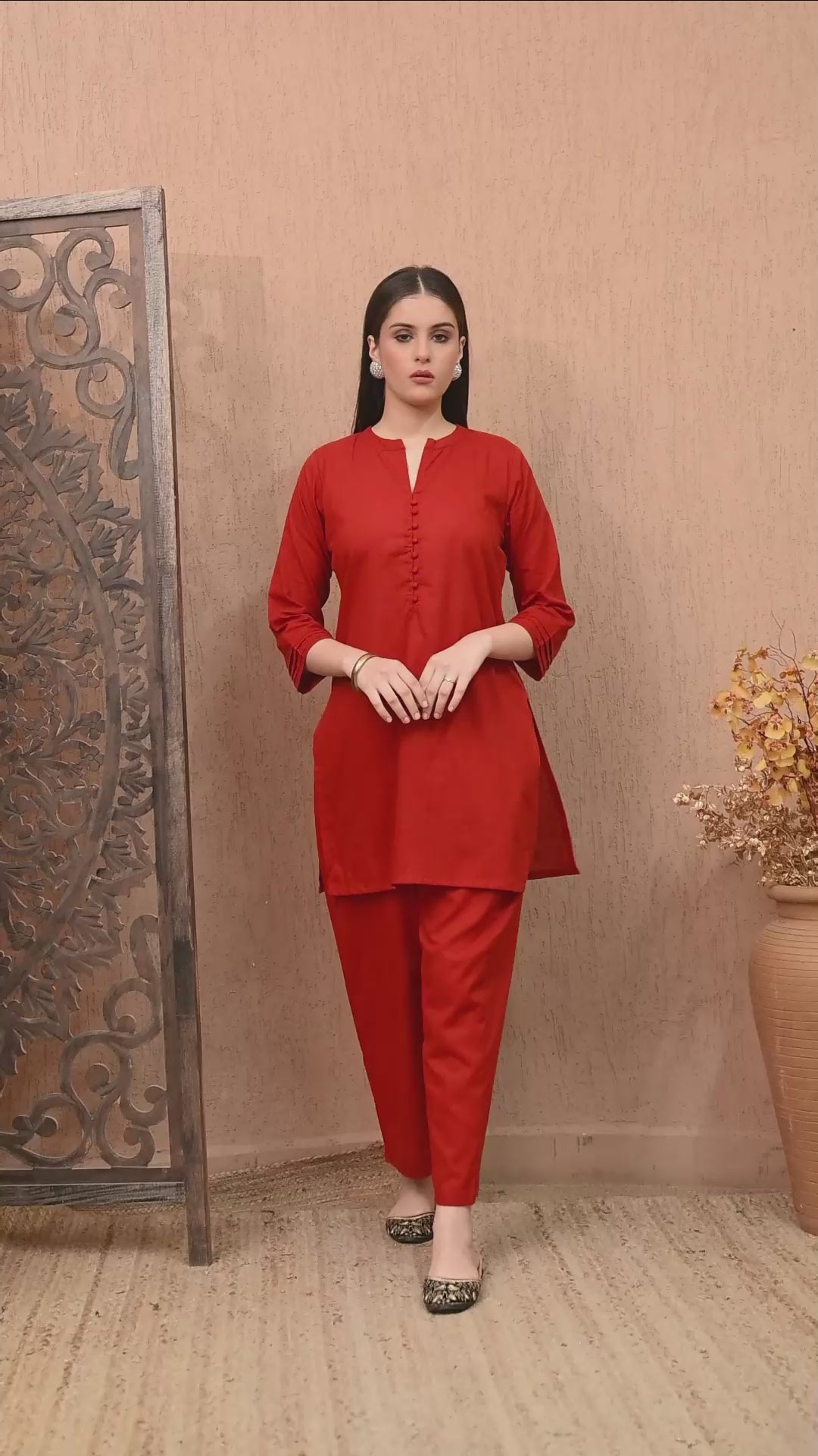 Charming Maroon Solid Co-Ord set