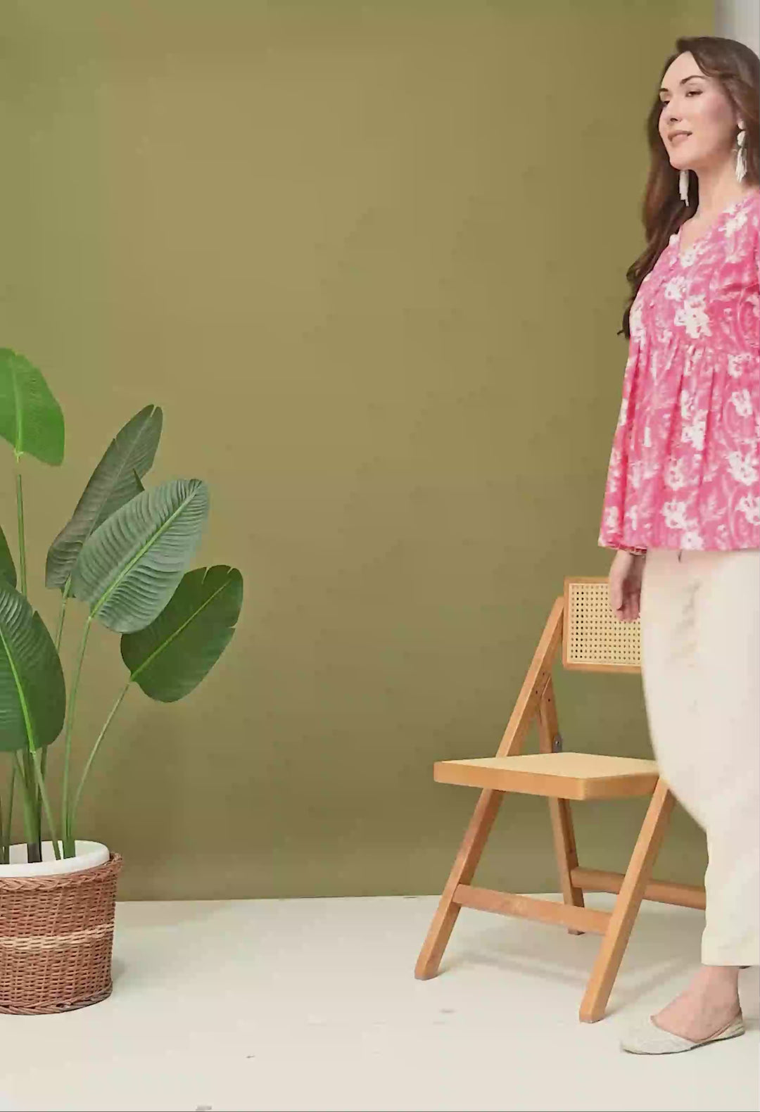 Pink Floral Print Empire Top