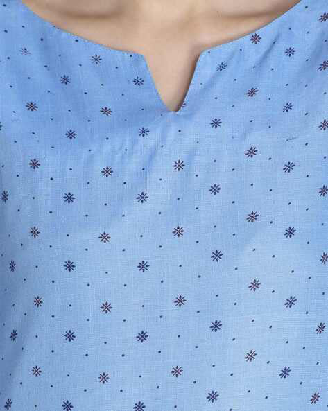 Blue Booti Print Cotton Kurta