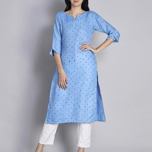 Blue Booti Print Cotton Kurta