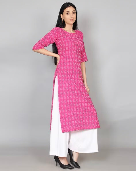 Pink Printed Kantha Kurta