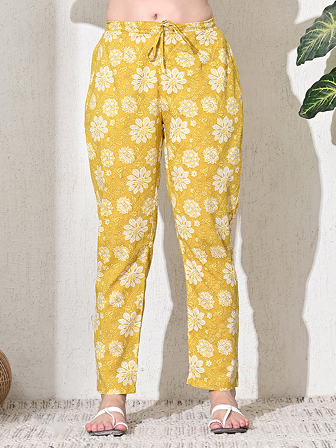 Yellow Mirror  Work Jaipuri Kurta Set