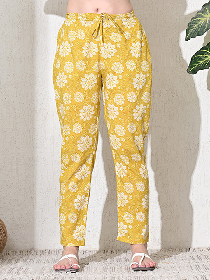 Yellow Mirror  Work Jaipuri Kurta Set
