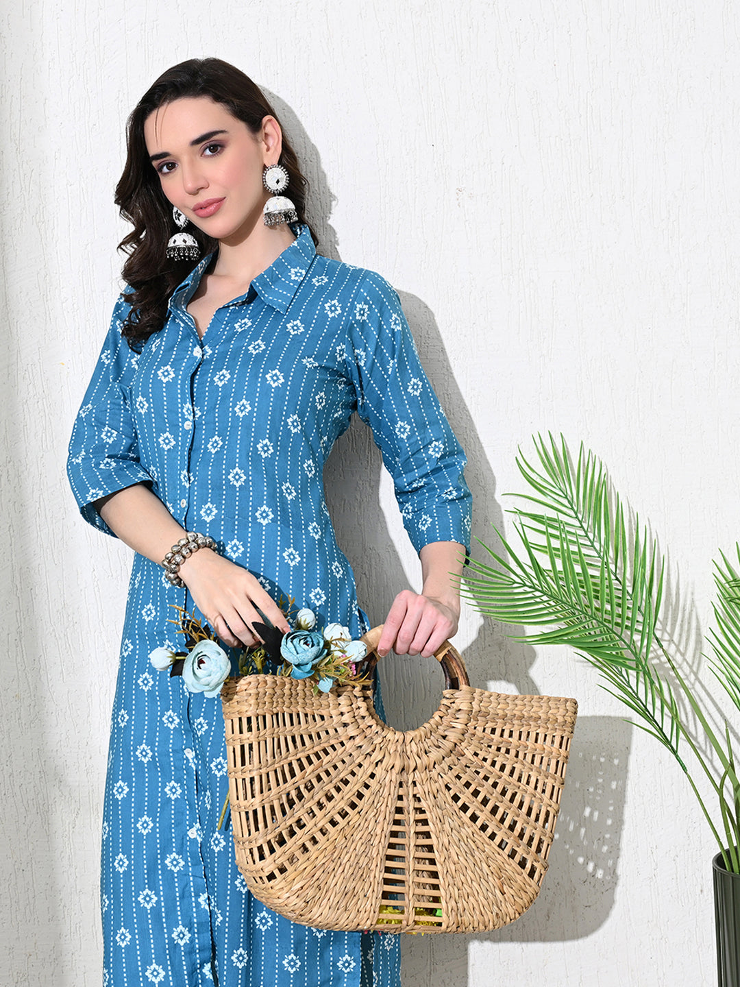 Blue Block Print Cotton Kurta