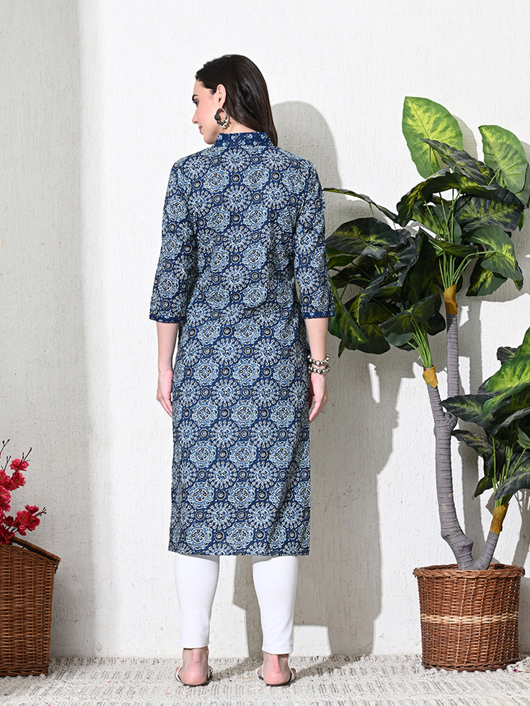Deep Blue Ajhrak Print Cotton Kurta