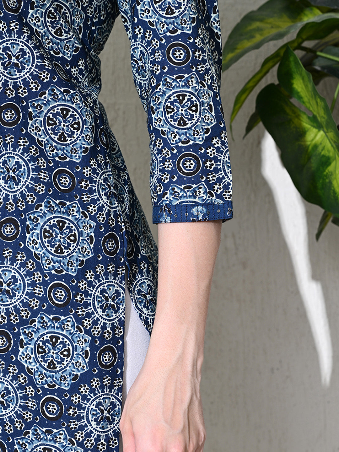 Deep Blue Ajhrak Print Cotton Kurta