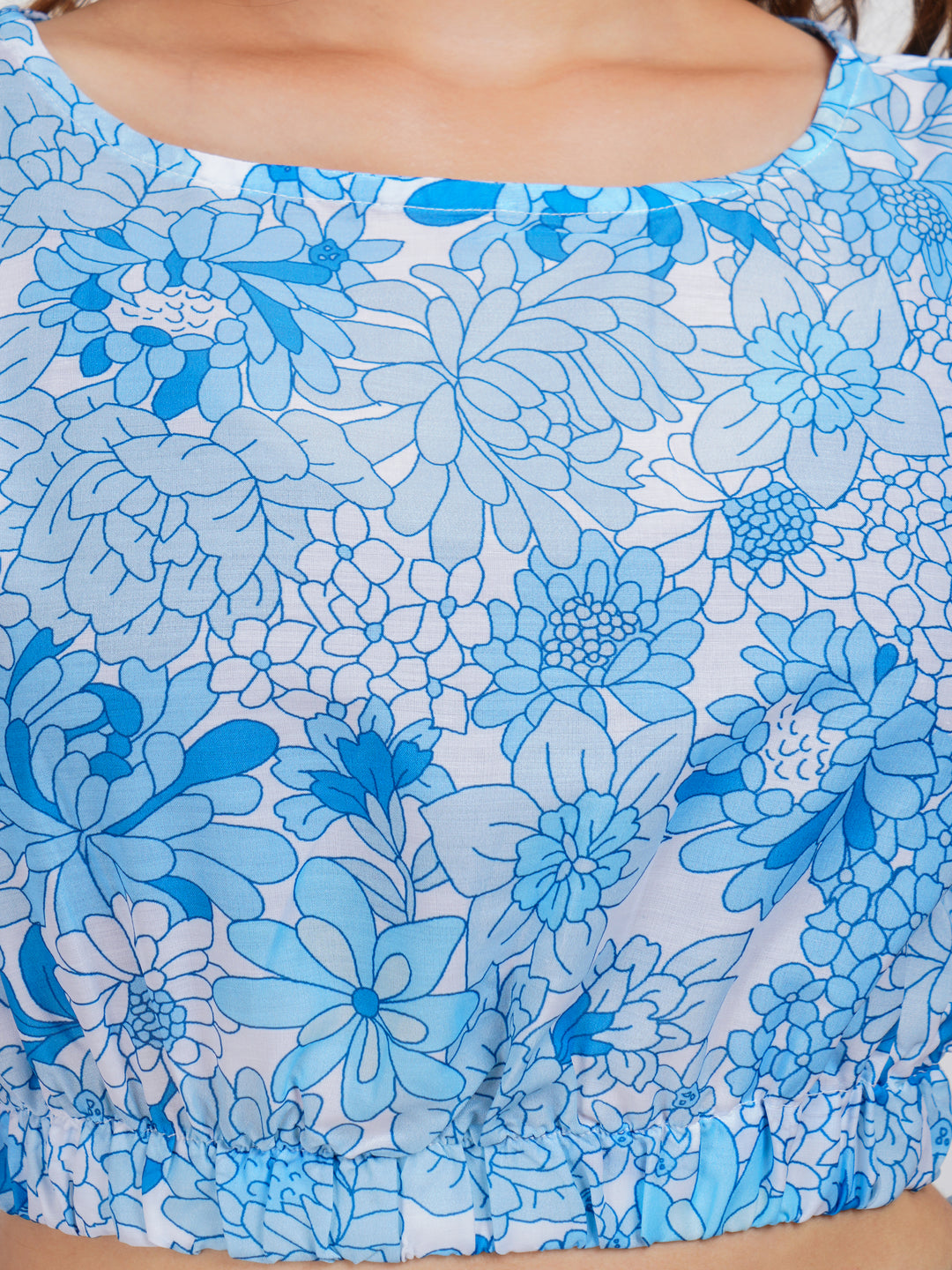 Blue floral print Crop Top