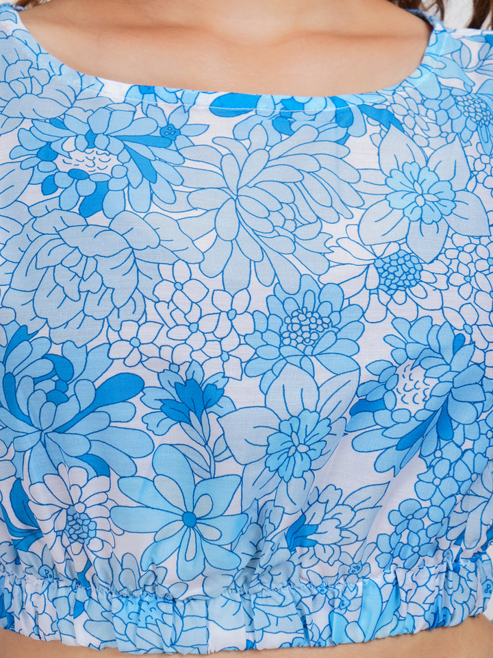 Blue floral print Crop Top
