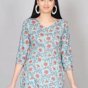 Blue Floral Print Kurti