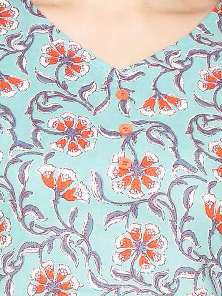 Blue Floral Print Kurti