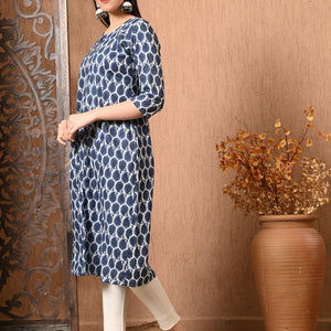 Blue Kairi Print Cotton Kurta