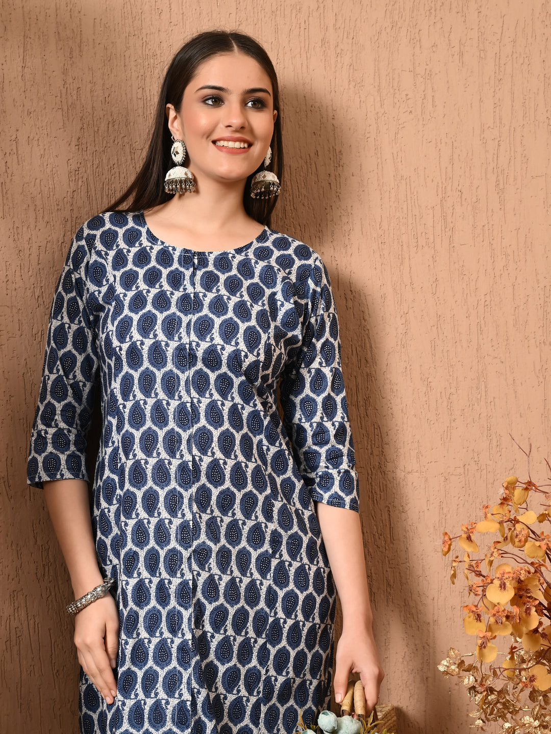 Blue Kairi Print Cotton Kurta