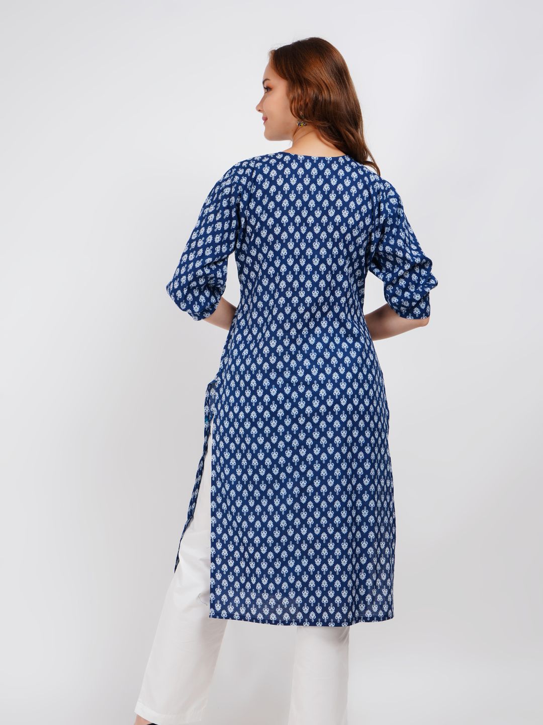 Blue Printed Straight Kurta