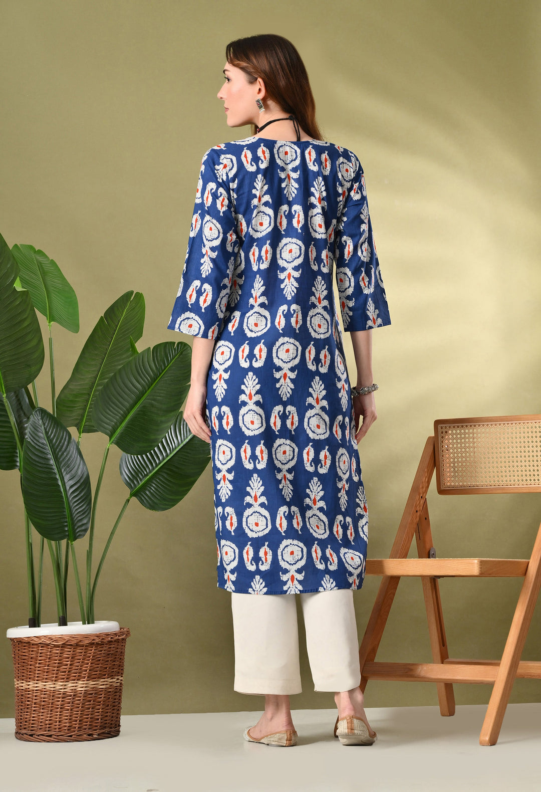 Blue Printed  Cotton Kurta