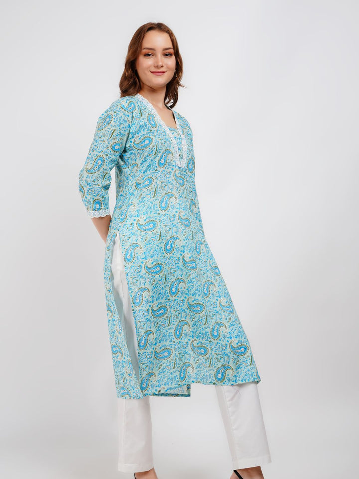 Light Blue Lace Work Kurta