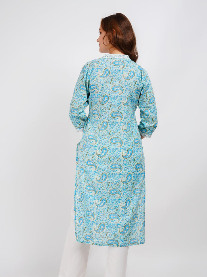 Light Blue Lace Work Kurta