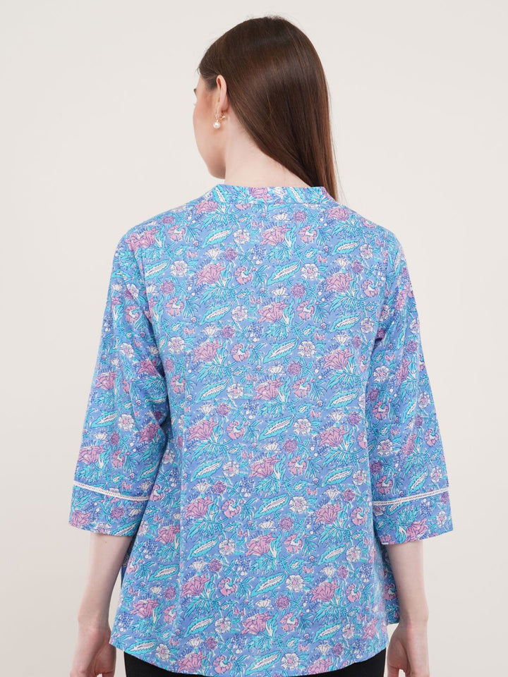 Blur Floral print Cotton Ethnic Top