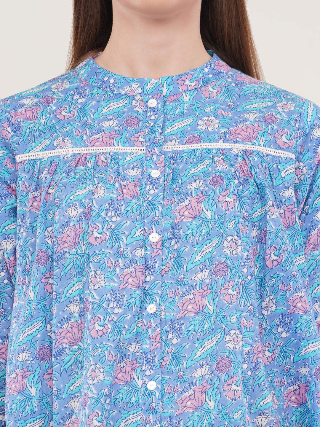 Blur Floral print Cotton Ethnic Top