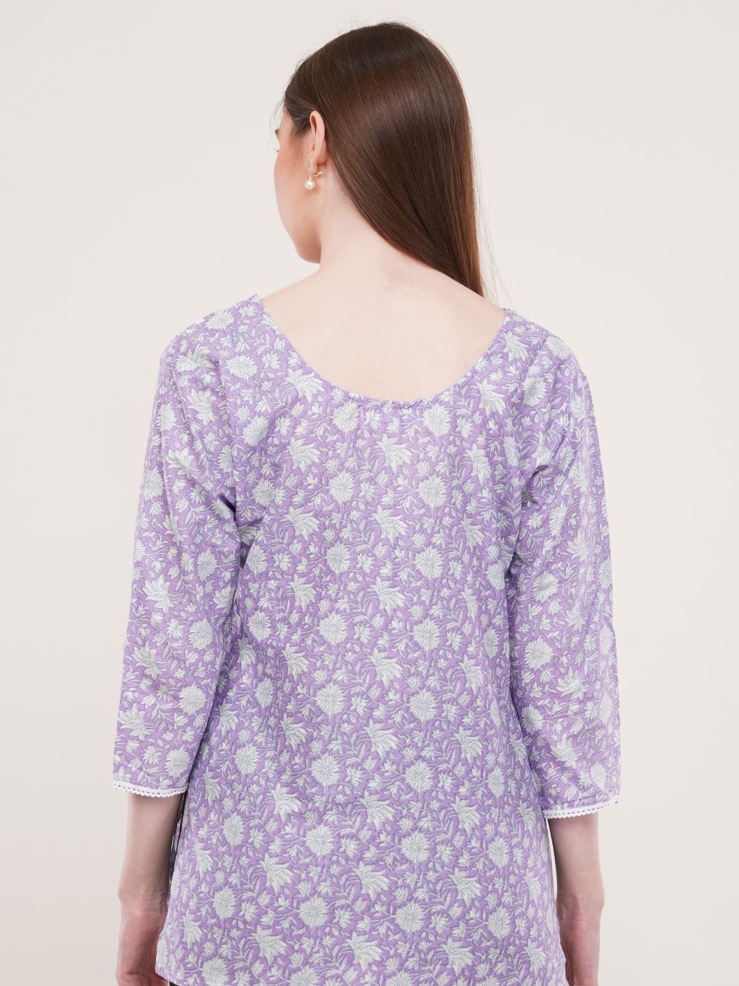 Lavender Floral print Cotton Tunic