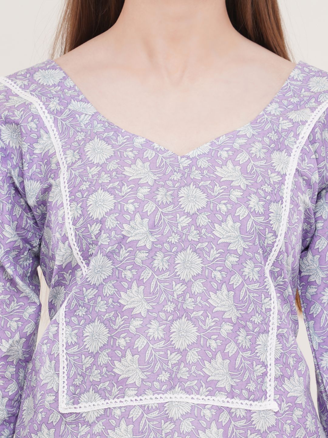 Lavender Floral print Cotton Tunic