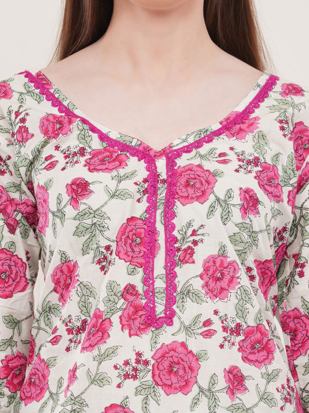 Pink Floral Print A-Line Top