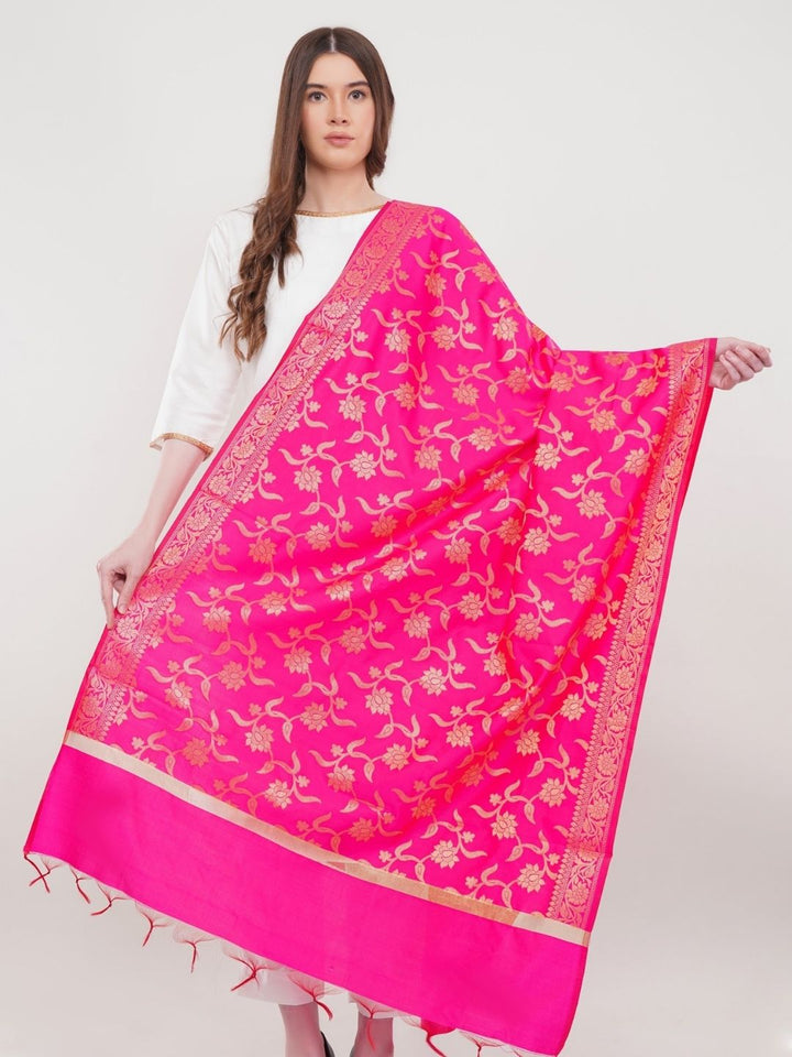 Magenta Woven Design Banarasi Silk Dupatta