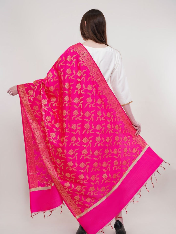 Magenta Woven Design Banarasi Silk Dupatta