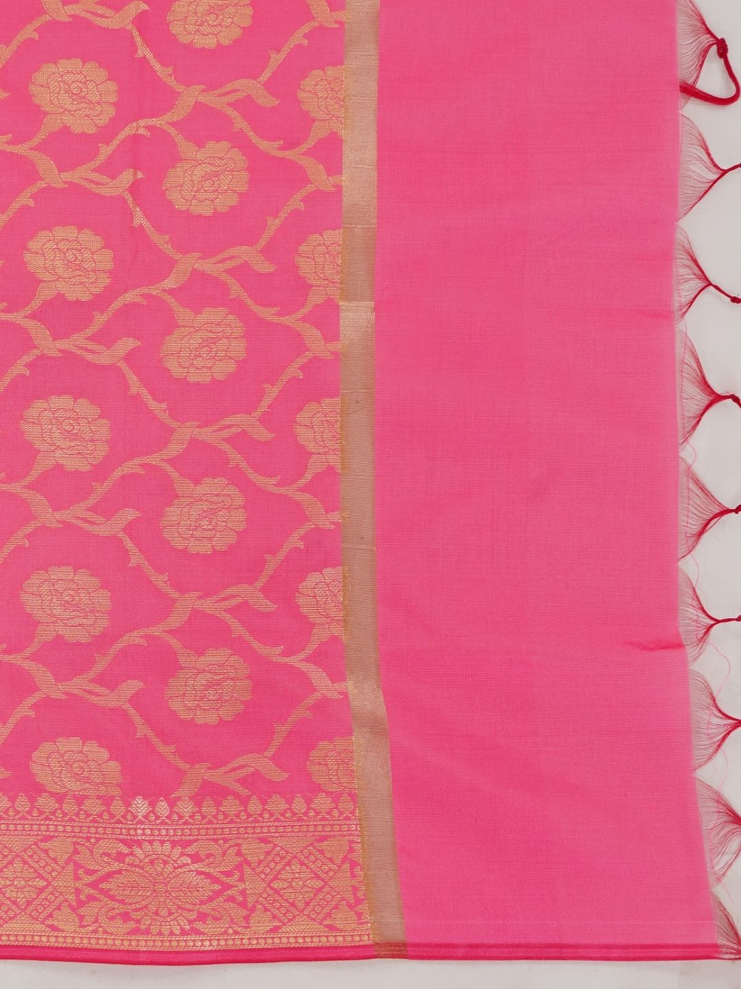 Pink Woven Design Banarasi Silk Dupatta