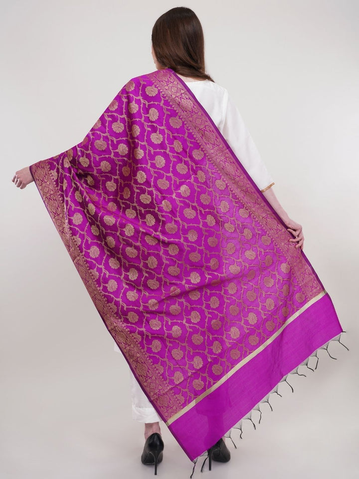 Purple Woven Design Banarasi Silk Dupatta