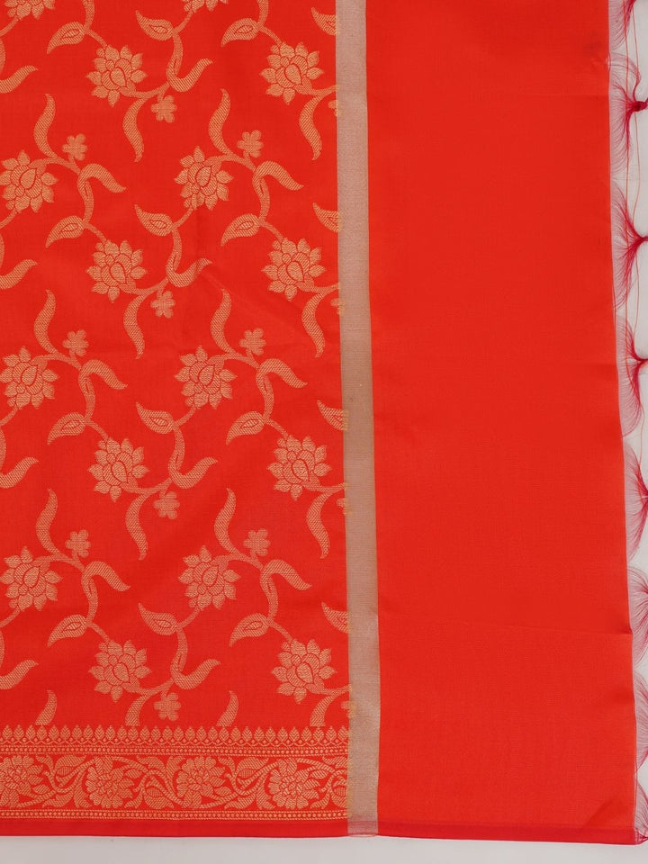 Red  Woven Design Banarasi Silk Dupatta