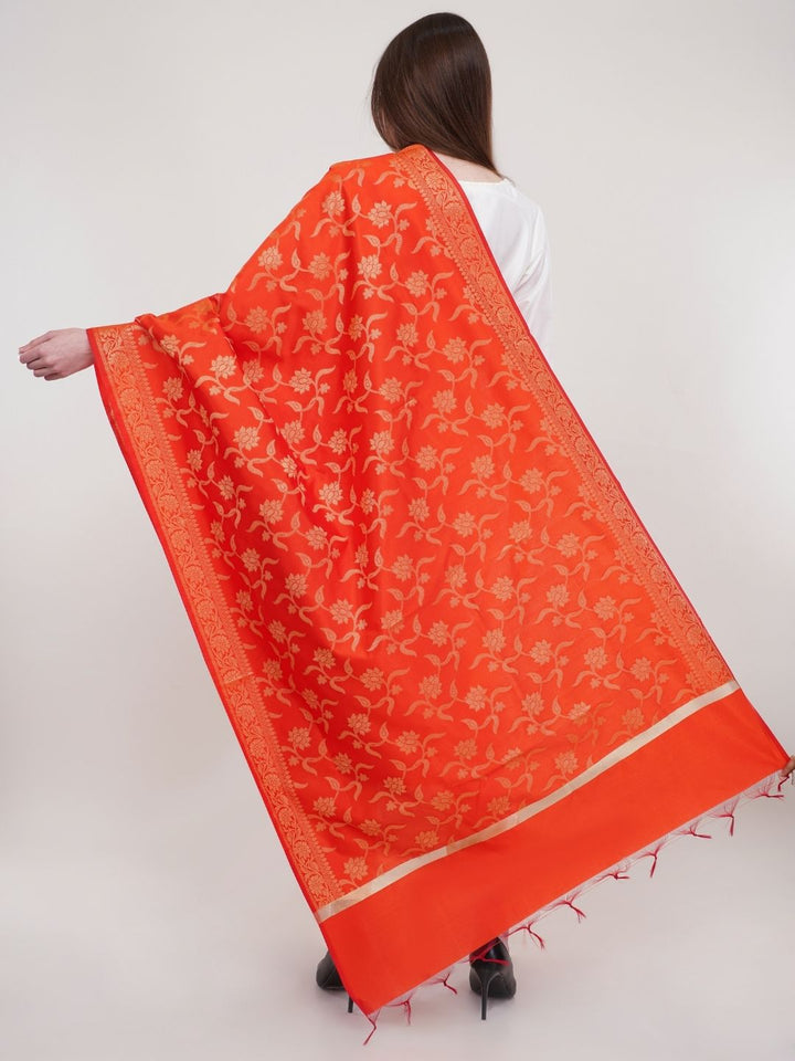 Red  Woven Design Banarasi Silk Dupatta