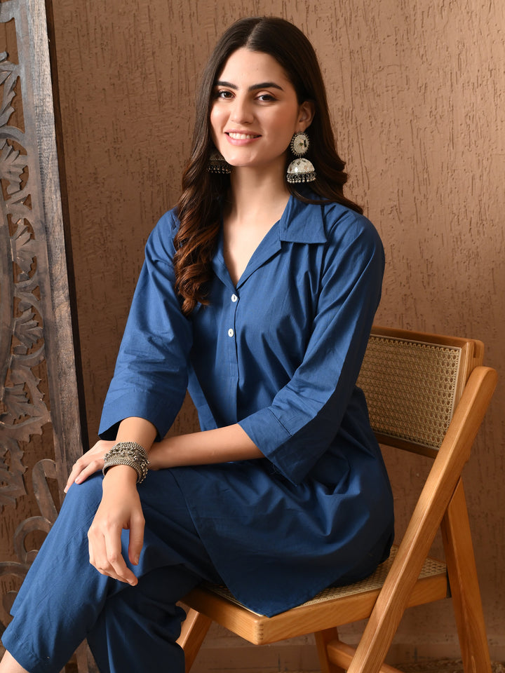 Royal Blue Solid Co-Ord Set